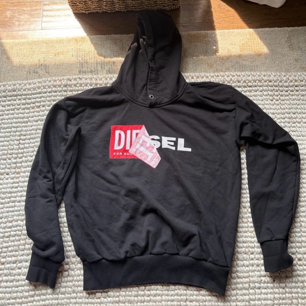Diesel Black Hoodie with Red and White Accents